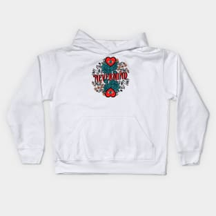 Nevermind - type, typography, floral, flowers, plants, cool, aesthetics, nevermind, text, saying, phrase Kids Hoodie